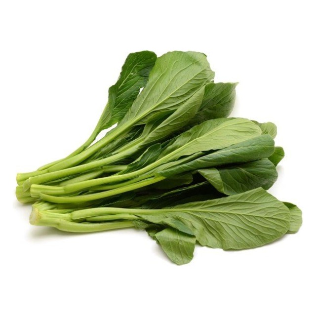 Yu Choy from Produce First — Chinese flowering cabbage with slender pale green stems and broad green leaves